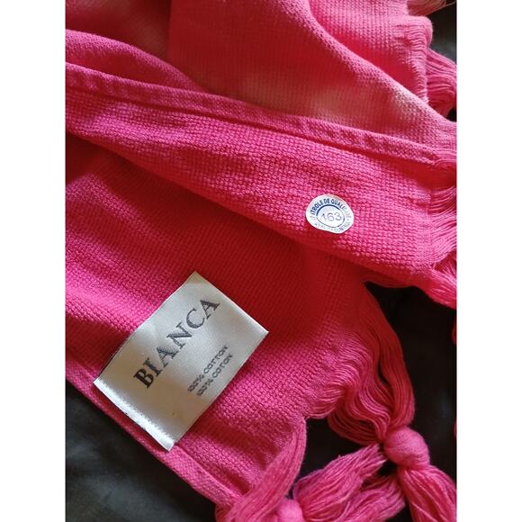 Bianca Pink Tie Dye Tassels Blanket Beach Towel 39 x 66 - Picture 4 of 7